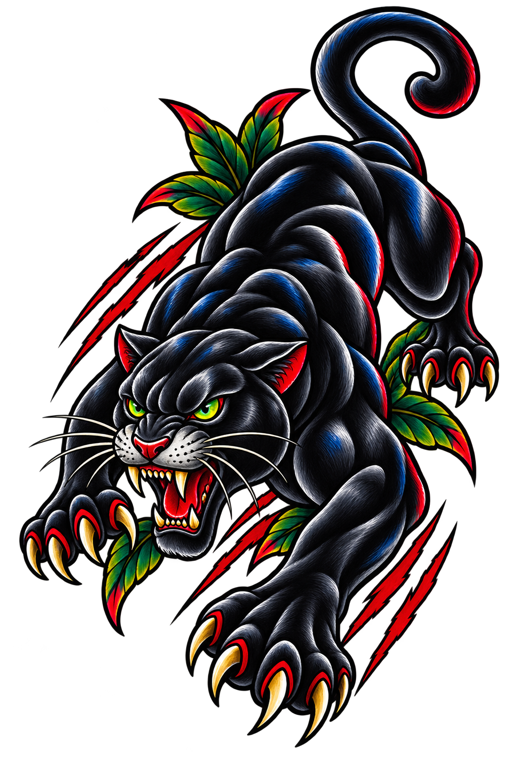 Panther tattoo flash design