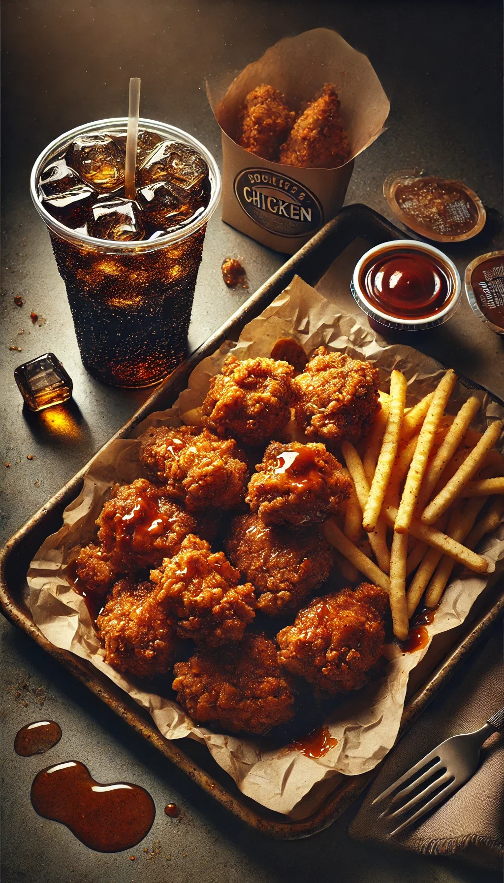 Boneless chicken combo with fries and drink