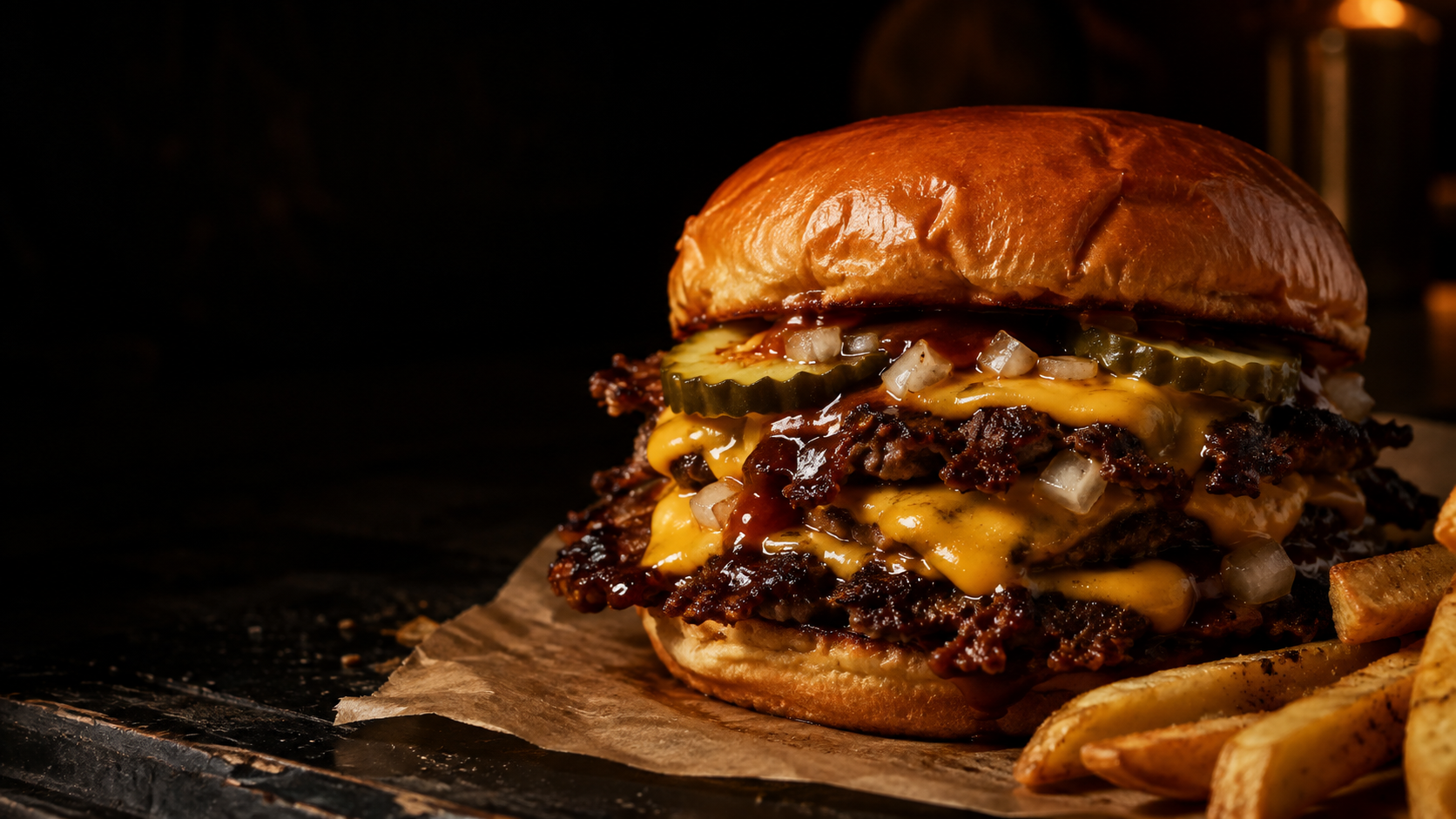 Loaded smash burger with crispy fries at DAT BIH GAH