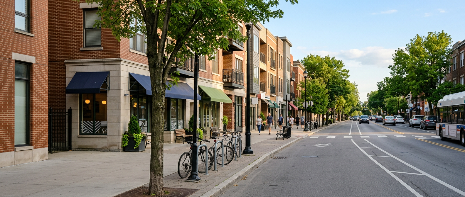 City buildings and neighborhood streets