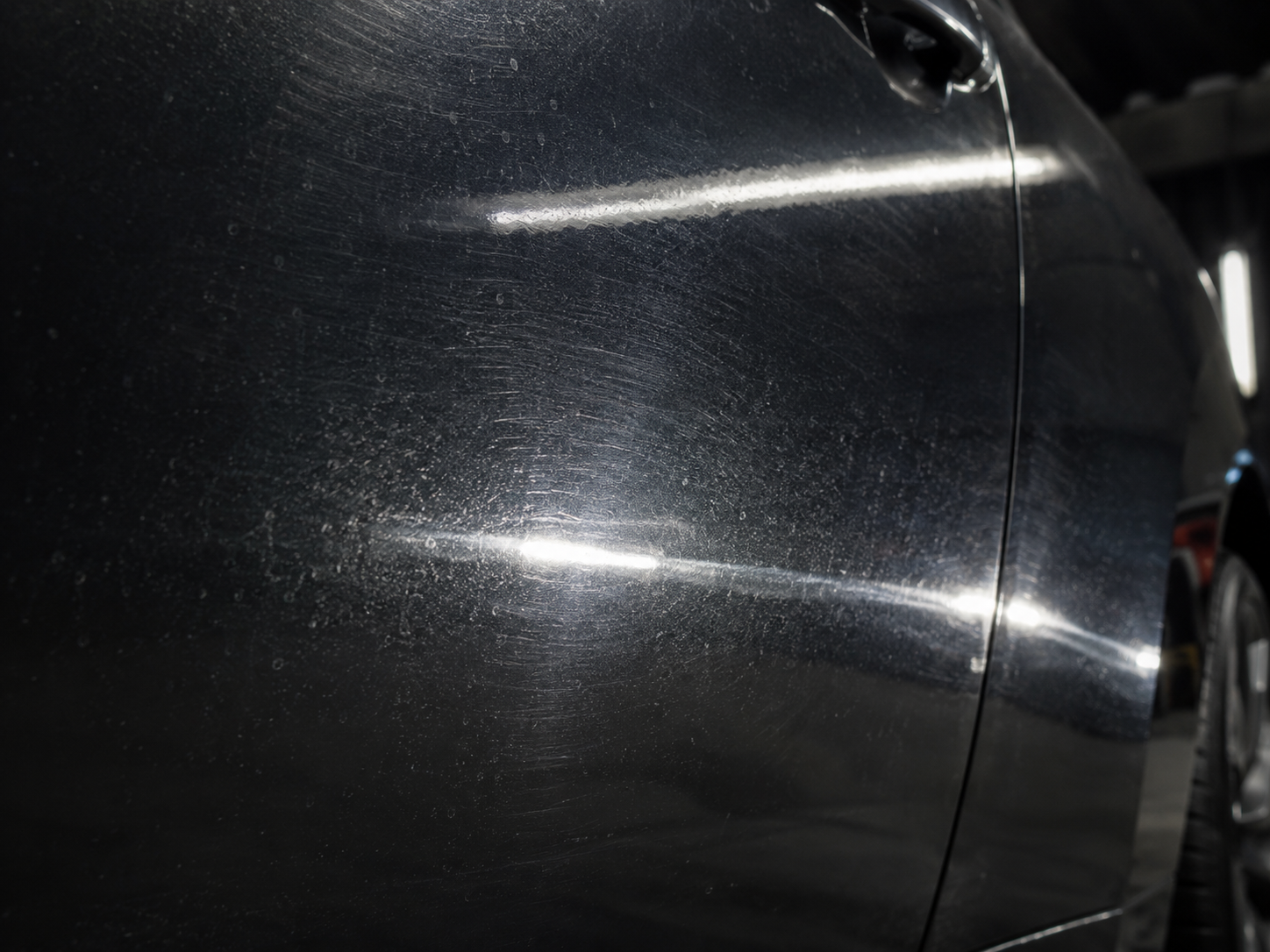 Dirty vehicle paint before detailing