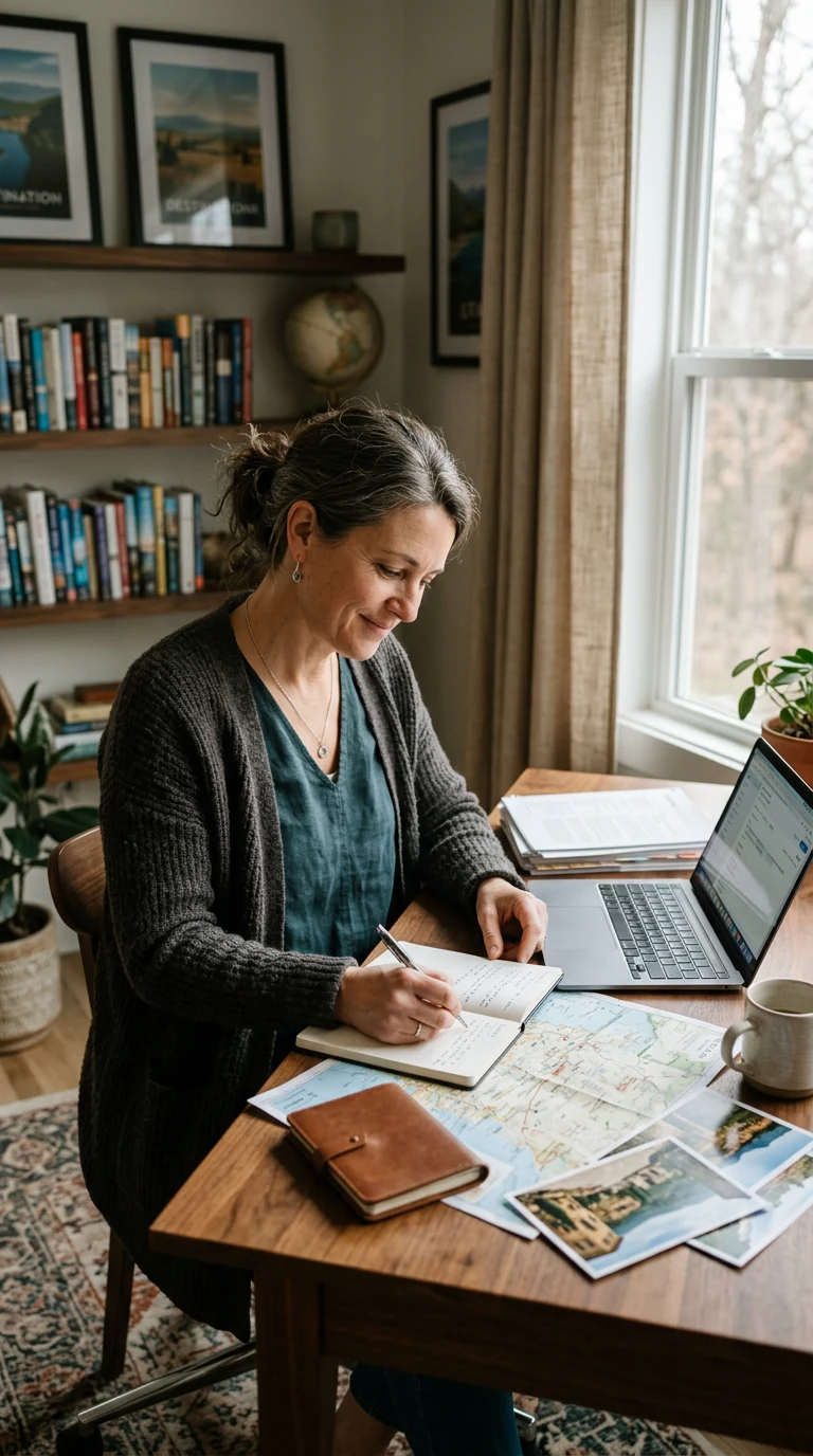 Independent travel advisor working in a relaxed professional setting
