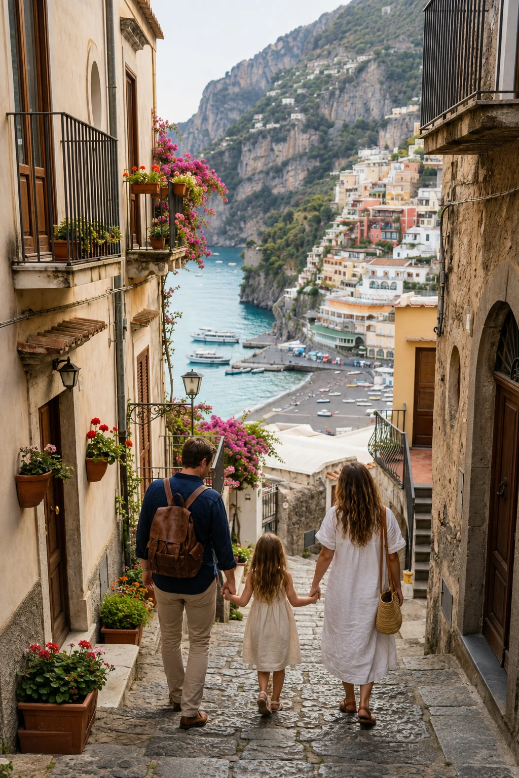 Family exploring a scenic travel destination together