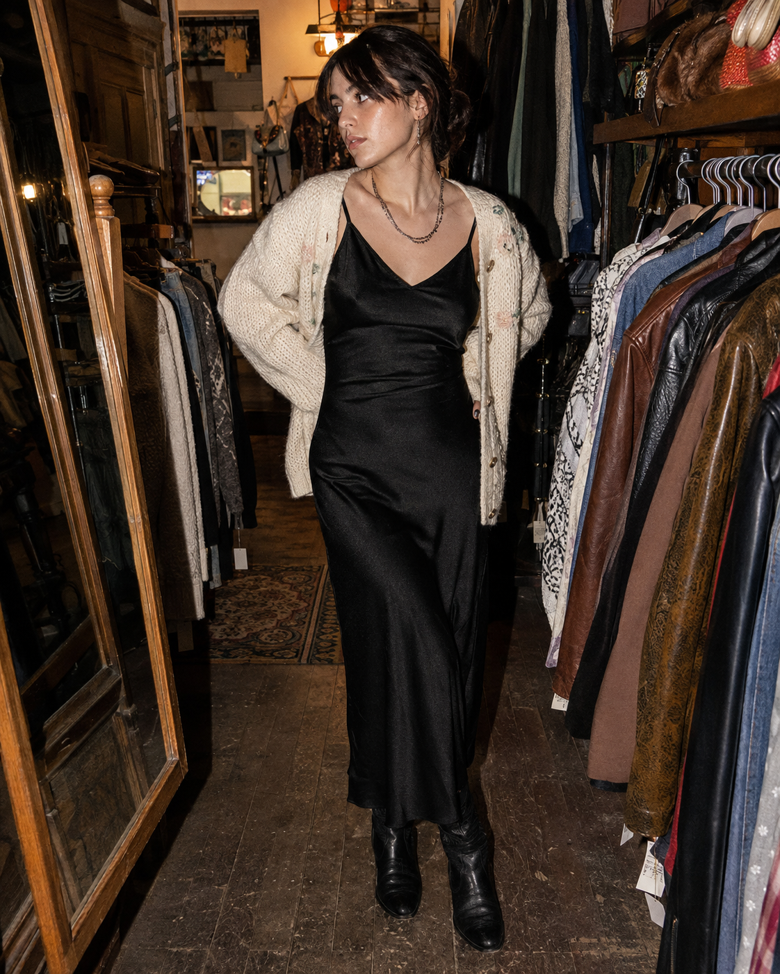 Vintage boutique editorial fashion look two