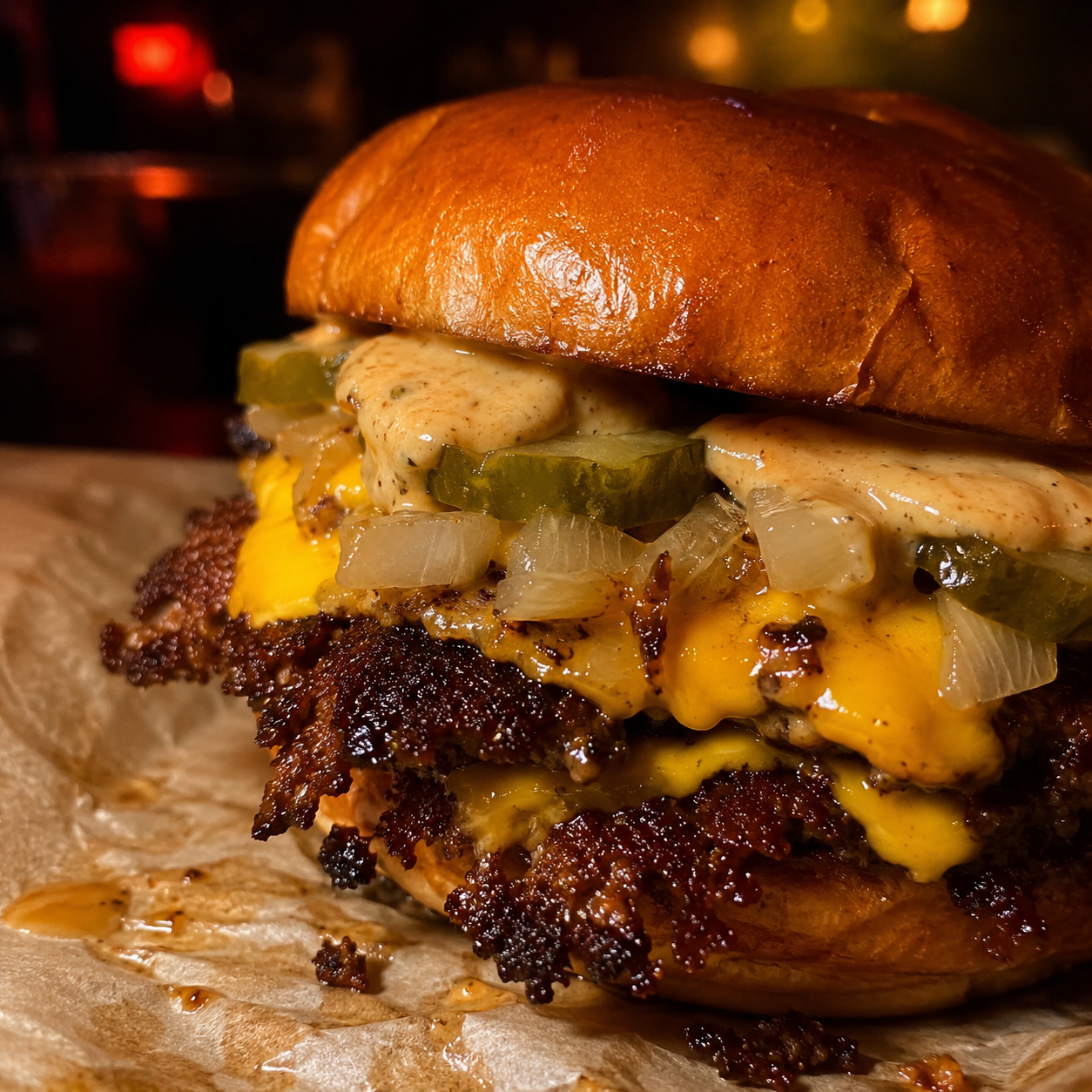 Smash burger close-up