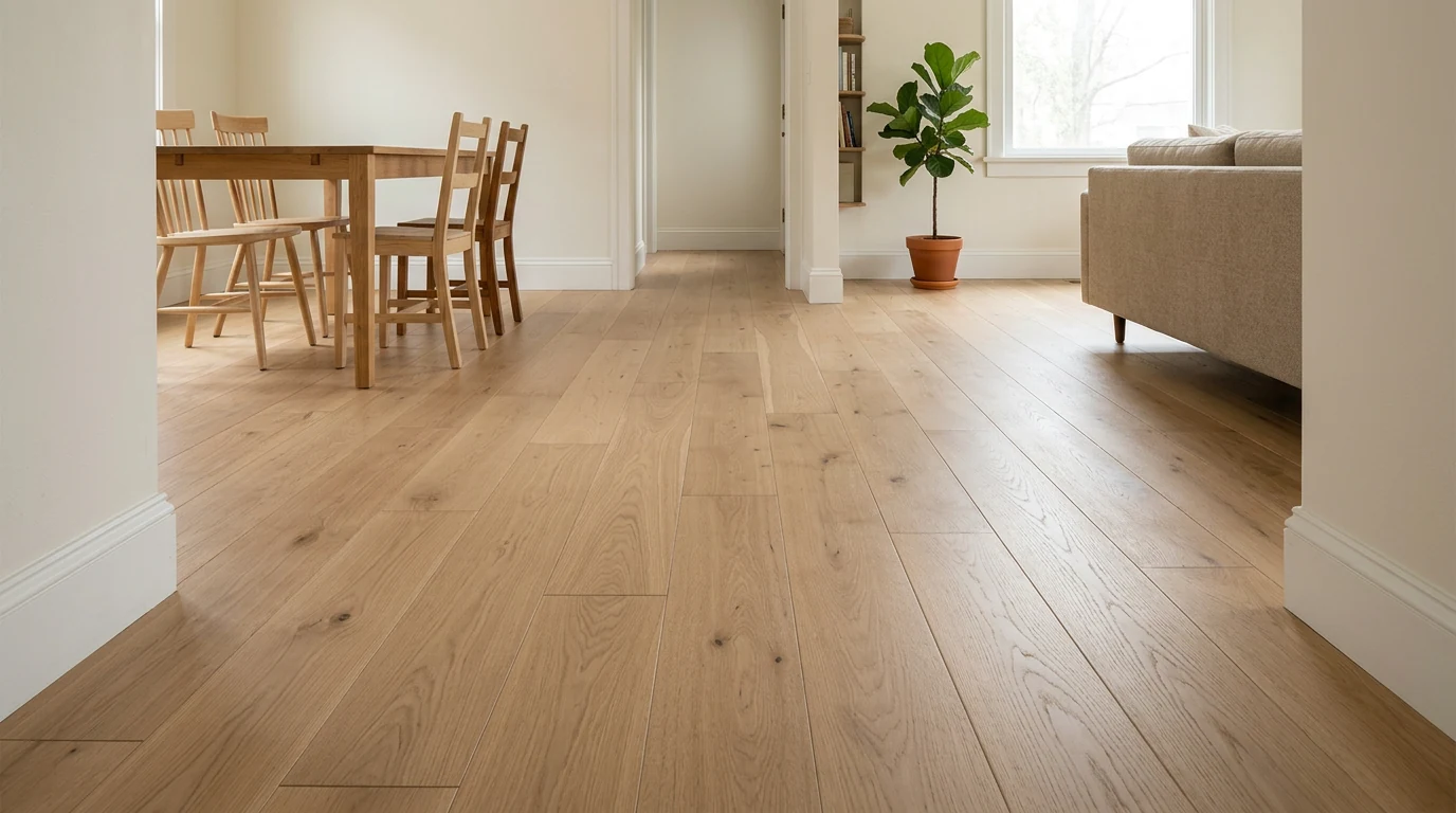 Finished matte white oak hardwood flooring project