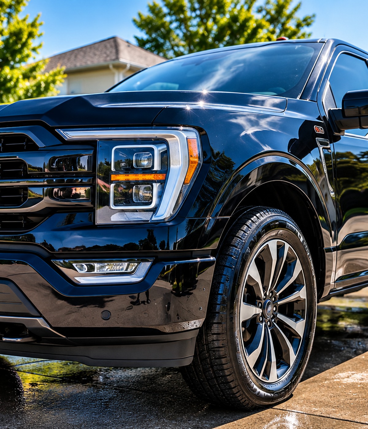Glossy vehicle exterior after mobile detailing