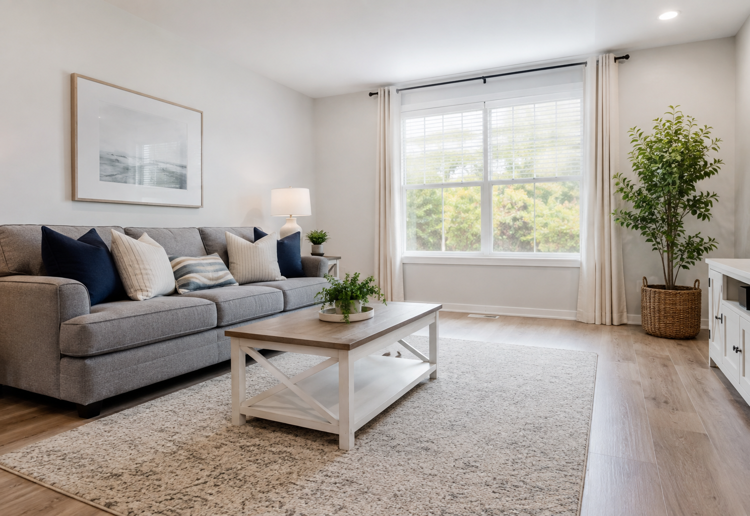 Bright professionally cleaned living room