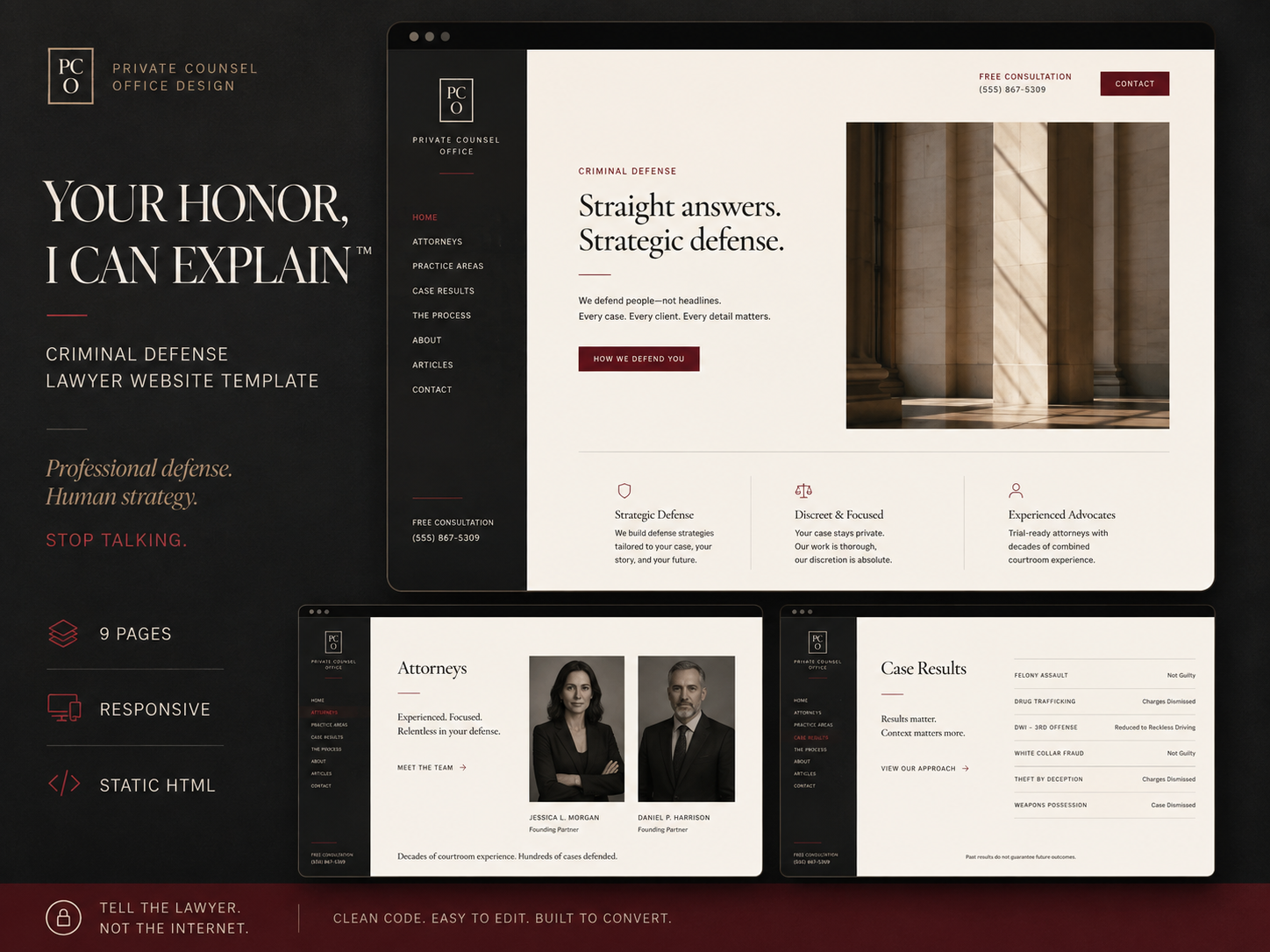 Preview of YOUR HONOR, I CAN EXPLAIN™ — Criminal Defense Lawyer Website Template