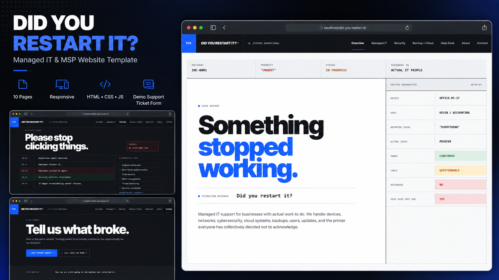 Preview of DID YOU RESTART IT?™ — Managed IT & MSP Website Template