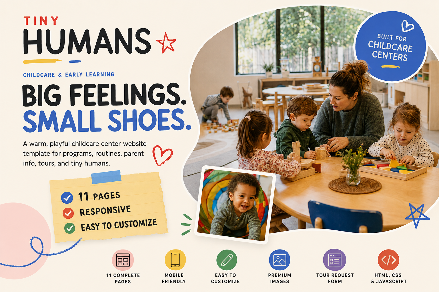Preview of TINY HUMANS™ — Childcare Center Website Template