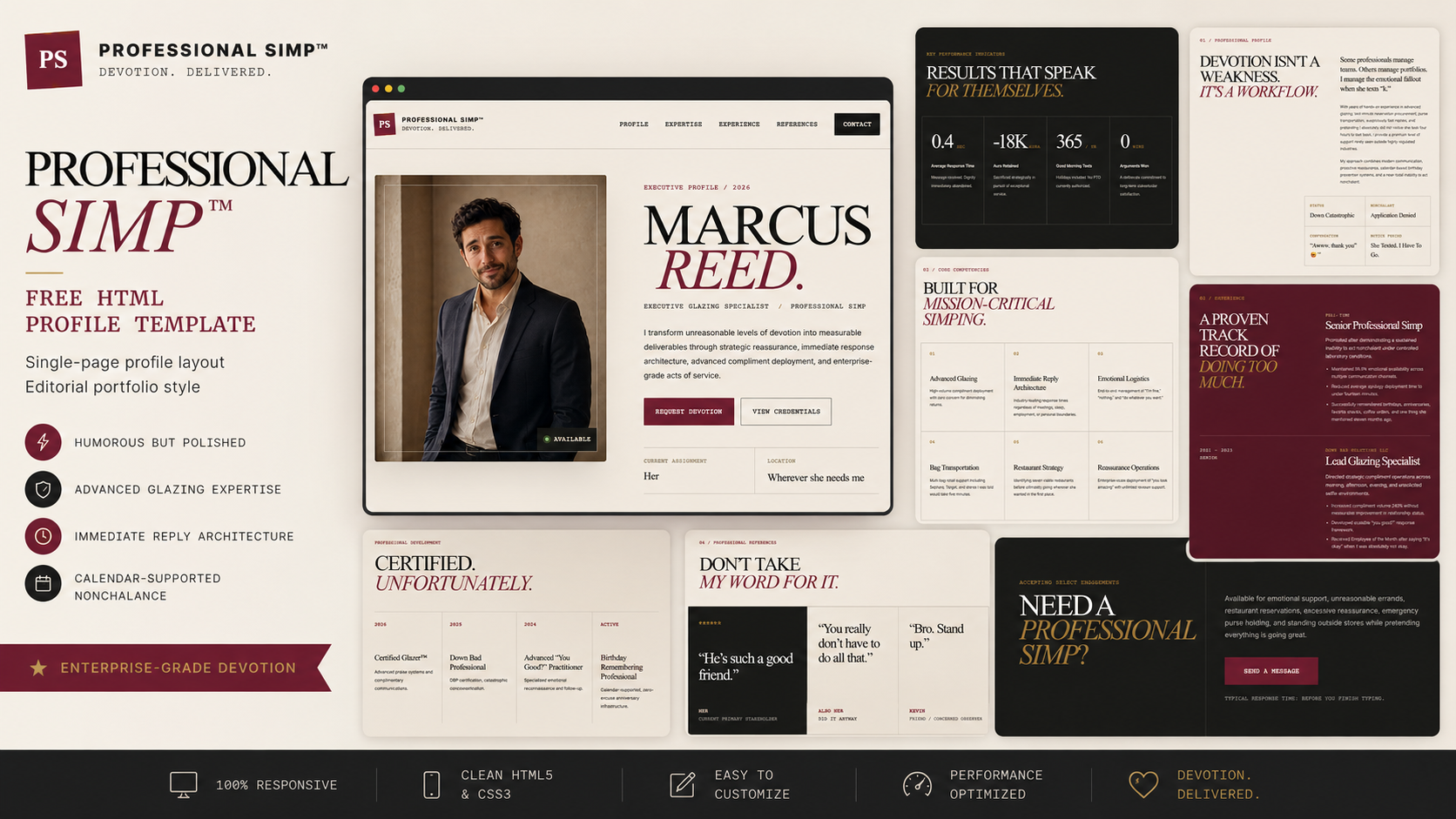Preview of PROFESSIONAL SIMP™ — One-Page Professional Profile Template