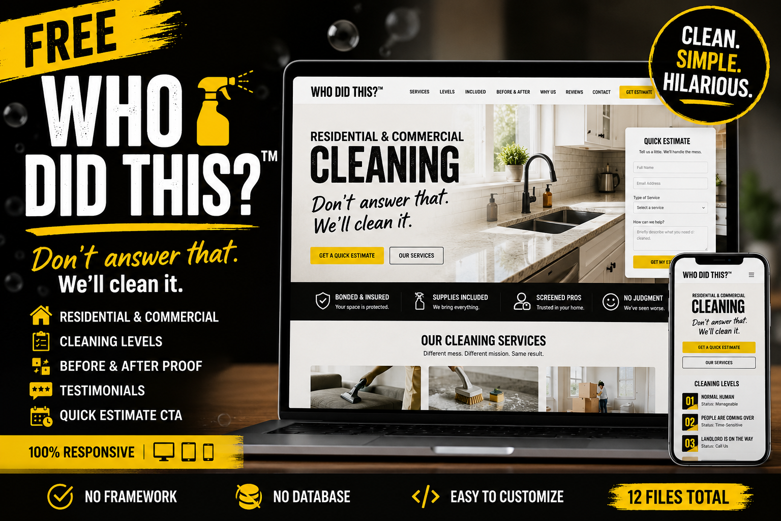 Preview of WHO DID THIS?™ — Free Cleaning Business Website Template