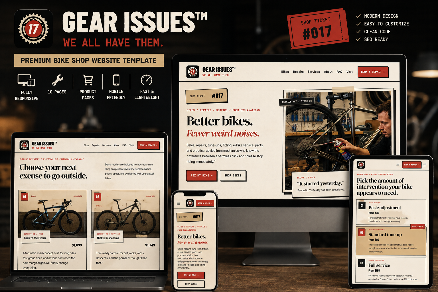 Preview of GEAR ISSUES™ — Premium Bike Shop Website Template