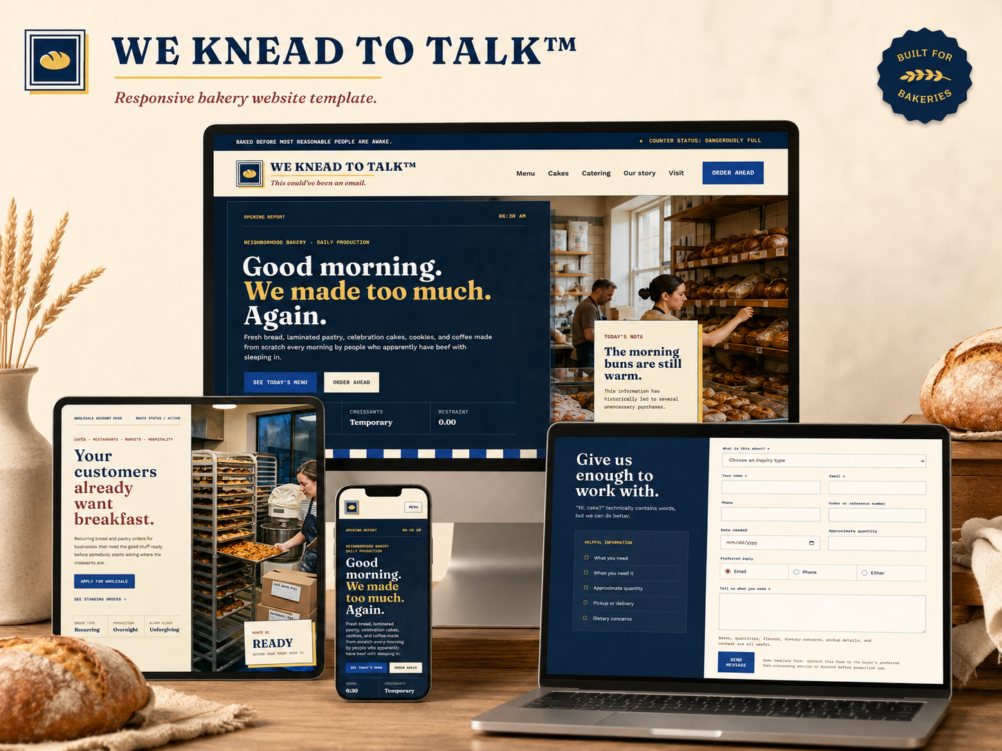 Preview of WE KNEAD TO TALK™ — Bakery Website Template