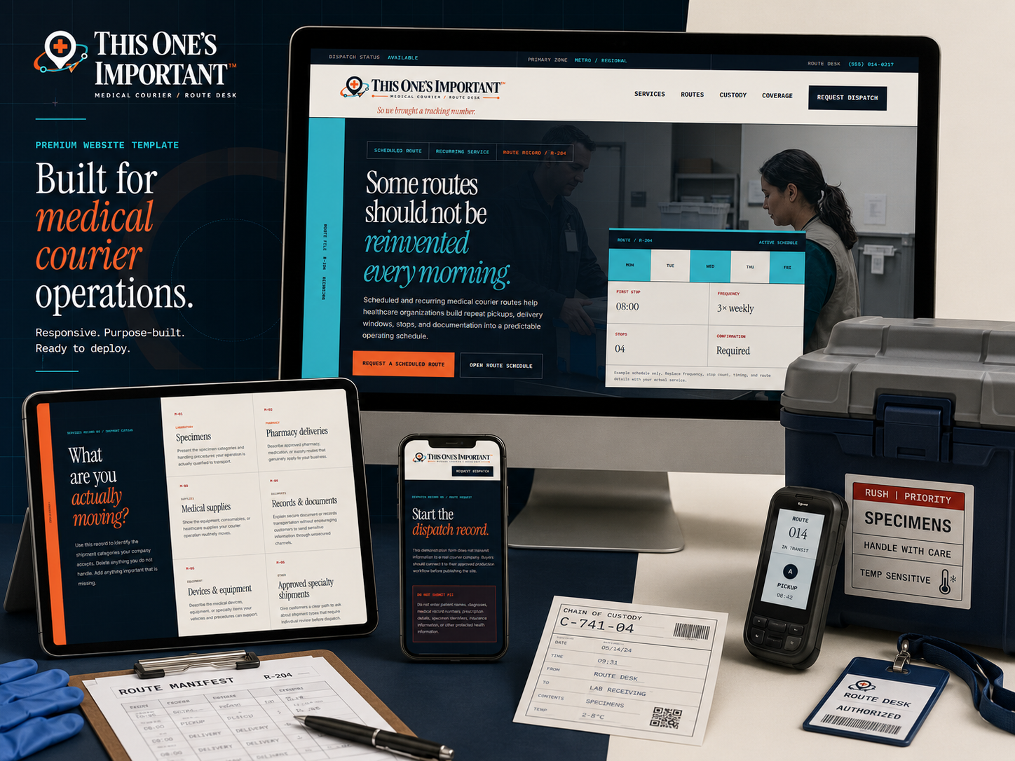 Preview of THIS ONE’S IMPORTANT™ — Premium Medical Courier Website Template
